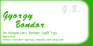 gyorgy bondor business card